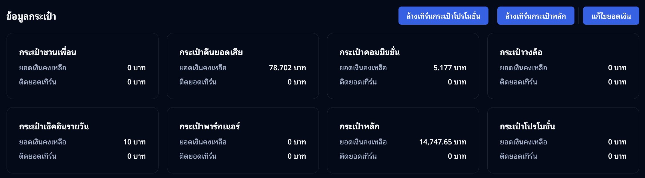 ข้อมูลกระเป๋าเงิน